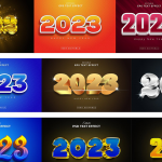 2023年新年3D文字效果包支持 Illustrator 和 Photoshop