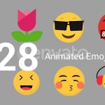 28个扁平化Emojis表情动画视频素材-带透明通道