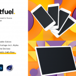 自定义颜色的令人敬畏的3D几何背景,3d几何场景样机模型(PSD+C4D模型)