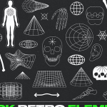 37款复古Y2K千禧风人体部位抽象几何图形LOGO徽标元素矢量素材