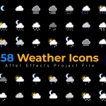 AE模板-58个扁平化阴晴雨雪天气图标动画