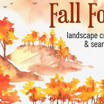 21张秋季金黄森林树木飞鸟水彩风景剪贴画PNG素材