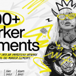 1000+个性时尚手绘涂鸦手写标记PNG图形元素设计素材