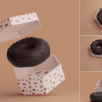 甜甜圈礼品盒包装PSD样机模型