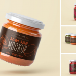 小果酱罐样机集,标签设计样机模型