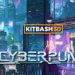 赛博朋克科幻未来城市建筑楼房街道3D贴图材质模型