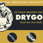 【AI笔刷】23支板画粉笔画笔触粉末颗粒纹理Illustrator绘画笔刷