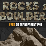 50张岩石石头石块PS叠加合成素材-PNG格式