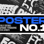 20款抽象扭曲大文本海报标题噪点故障字体特效创意设计PS样机模板