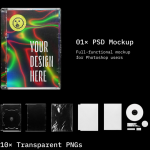 【PS样机】复古电影CD光盘音乐盒包装设计PS样机模板