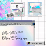 【PSD模板】时尚复古旧电脑Windows95界面风格蒸汽波电商设计新媒体宣传设计