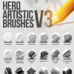 370多个Photoshop铅笔圆珠笔素描手写绘画笔刷集合