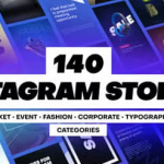 AE模板-140个竖屏封面设计图文展示介绍动画 INS Stories Pack