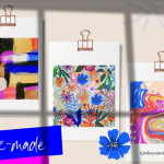 80多种板画水粉画手绘花草抽象涂鸦艺术形状笔刷