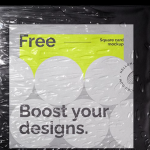 【PS样机】方形塑料气泡薄膜卡片包装效果PS样机