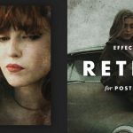 复古电影海报照片效果PS样机PSD模板 智能对象一键替换