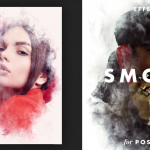 烟雾扩散海报效果PS样机PSD模板 ，智能对象一键替换