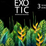 高清水彩森系夏天热带植物花边花环PNG免抠设计ps素材