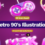 【PNG素材】20款复古90年代电子产品3D插画卡通设计