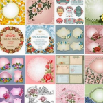 婚礼邀请函框架矢量合计