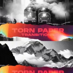 PR模板15种创意纸张撕裂转场过渡预设