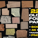 【PNG素材】22张牛皮纸撕裂褶皱折痕纹理照片合成