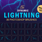闪电笔刷-36款闪电光效Photoshop笔刷