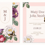 花卉婚礼请柬邀请函AI矢量素材