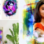 Photoshop水彩画照片艺术效果模板-智能对象一键替换出效果