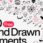 【PNG素材】100个时尚手绘卡通线条符号有趣表情涂鸦绘画PNG创意素材