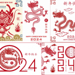 100款ps设计模板2024新春龙年PSD海报