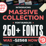 250种海量字体集合-包含书法,衬线,无衬线,卡通,手写等字体