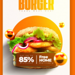 汉堡店新品折扣招贴海报设计PSD素材