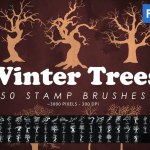 50支冬季枯树树枝Photoshop笔刷
