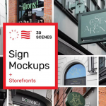 30种独立店招招牌样机模型和店面样机模型合集