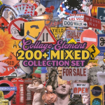 【图片素材】200 款混合拼贴元素合集复古杂志波普艺术设计剪贴画包