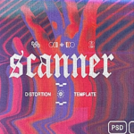 【PSD模板】复古失真扭曲彩色扫描故障垃圾纹理特效